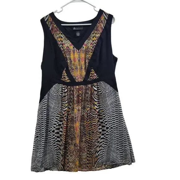 Lane Bryant Size 20 Black Gold Midi Shear With Lining Dress 3525-1078 - Picture 5 of 5